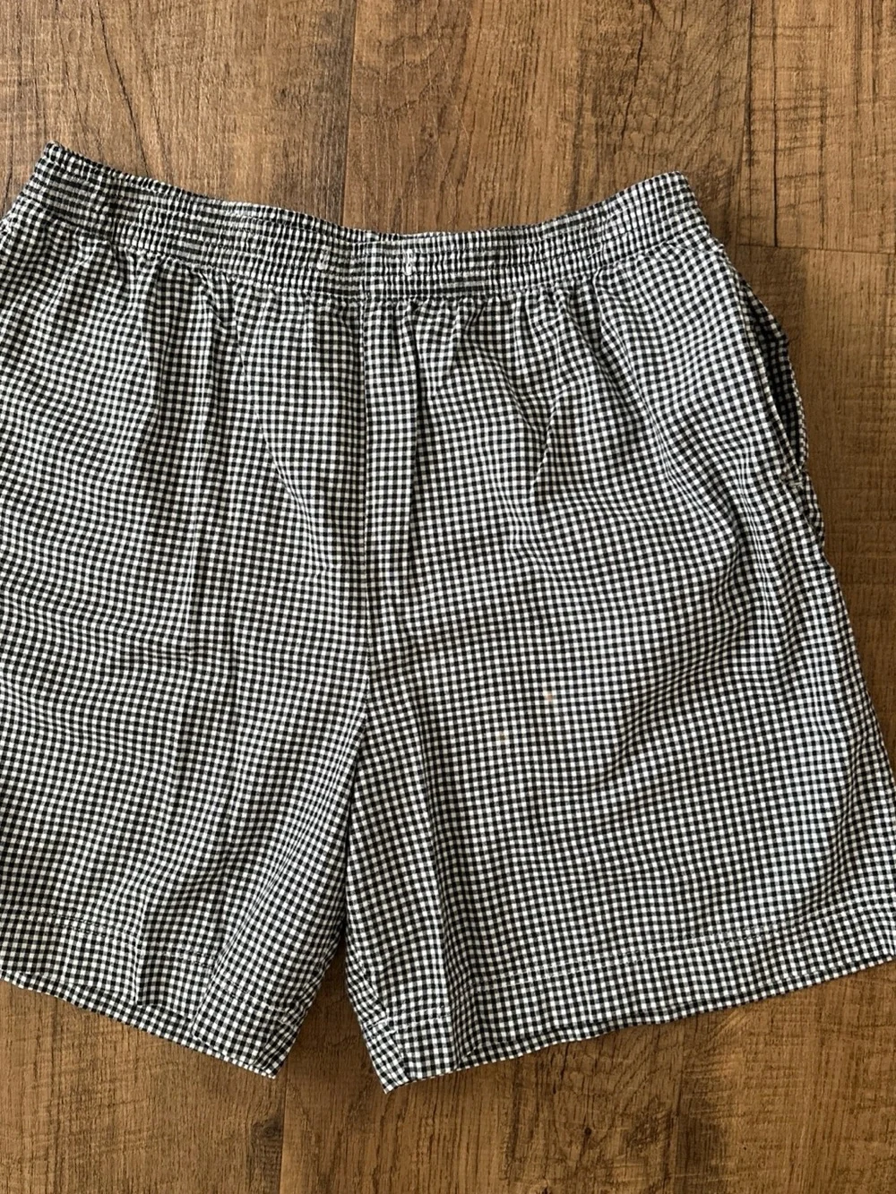 Black & White Gingham Elastic Waist Shorts Vintage Baxter & Wells Large